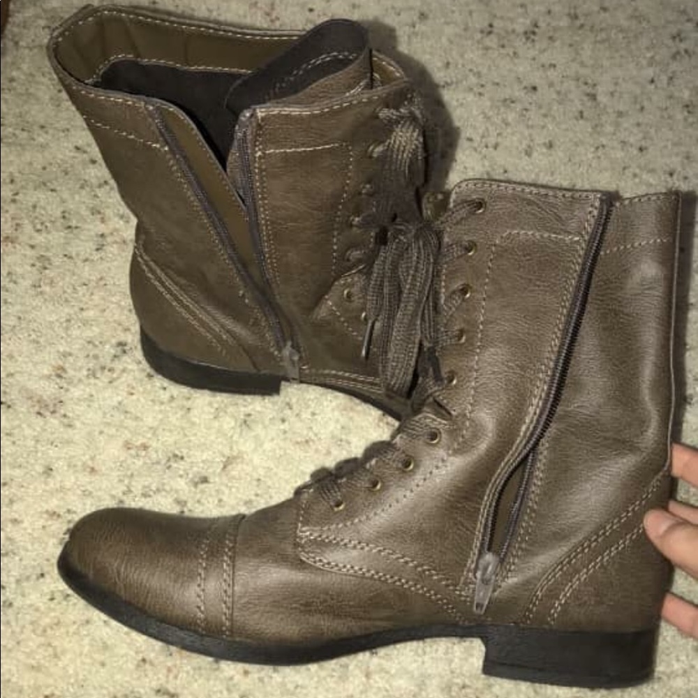Brown combat boots